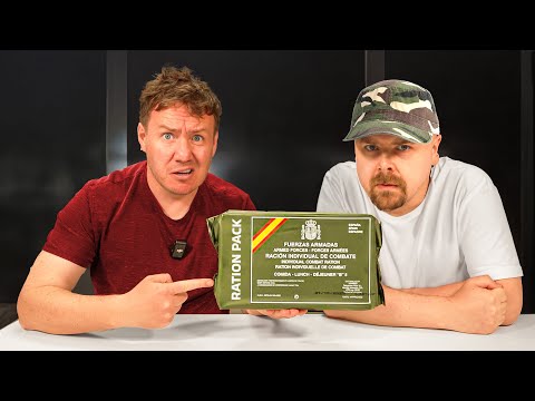 British Guys Taste Test Spanish MRE (Meal Ready to Eat) ft @ashens