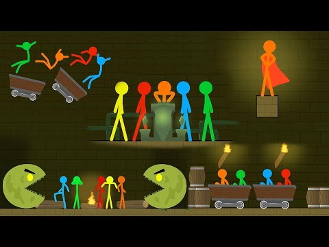 Red and Blue , Stickman and PACMAN Animation - (FULL PART 1-10)