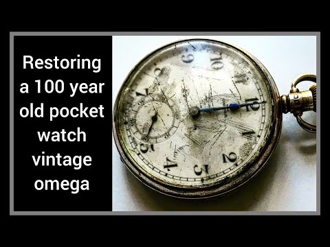 100 YEAR OLD OMEGA pocket watch restoration LEFT IN A TOOLBOX |  crystal scratch removal tutorial
