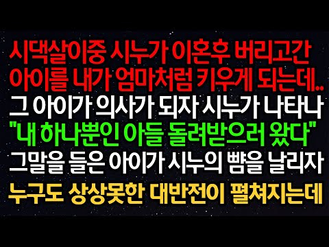 실화사연- 시댁살이중 시누가 이혼후 버리고간 아이를 내가 엄마처럼 키우게 되는데..그 아이가 의사가 되자 시누가 나타나"내 하나뿐인 아들 돌려받으러 왔다"그말을 들은 아이가..
