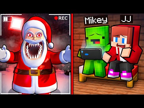 JJ and Mikey Got SCARY SANTA.EXE on a Hidden Camera in Minecraft! - Maizen