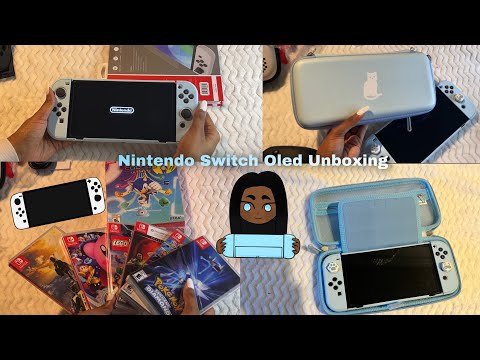NINTENDO SWITCH OLED UNBOXING AND CUTE ACCESSORIES