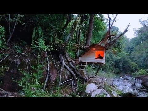 3 Days: Building a Comfortable Riverside Shelter, Solo Camping with Bushcraft