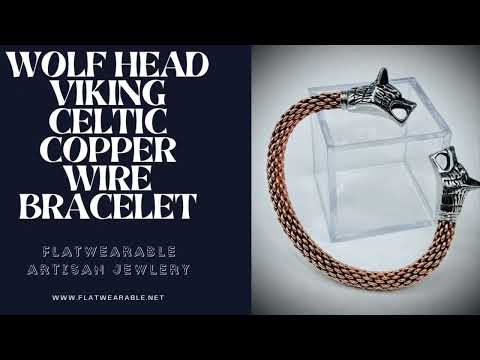 Wolf head Viking Celtic copper wire bracelet.  NO SOLDERING REQUIRED! - Flatwearable Artisan Jewelry