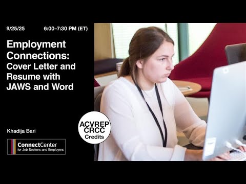 Employment Connections: Cover Letter and Resumes with JAWS and Word