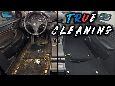 Deep Cleaning of the MOST GREASY BMW E46 2002 / Old Car Interior Detailing ASMR