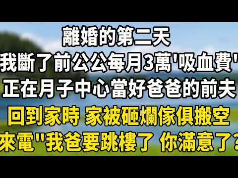 離婚的第二天 我斷了前公公每月3萬“吸血費”，正在月子中心當好爸爸的前夫，回到家時 家被砸爛，傢俱搬空打來電話“我爸要跳樓了！你滿意了？”#養老生活 #情感 #感情