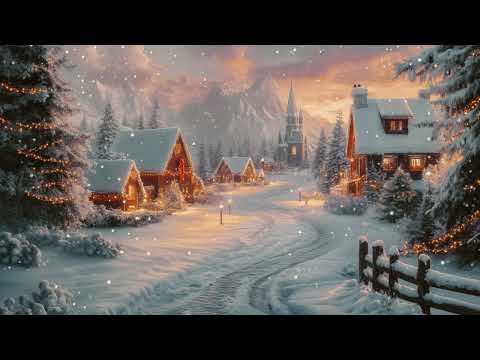 Winter village landscape art