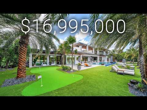 Inside a $16,995,000 Mansion with Putting Area, 2 Docks, 6+ Car Garage, and 161ft of Waterfront!