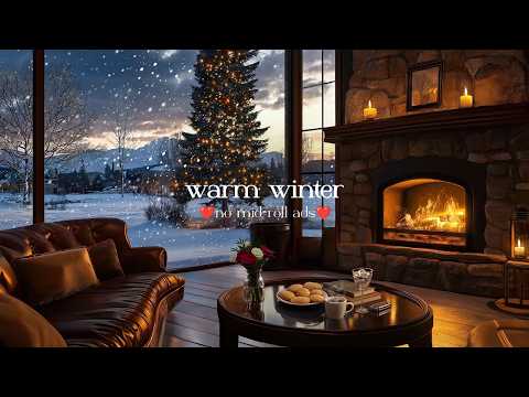 (NO MID-ROLL ADS) Winter Wonderland Jazz ❄️ Cabin Jazz with Fireplace Ambience, Relaxing & Study