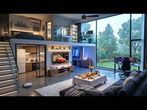 Rainy Luxury Cabin Ambience ☔ Cozy Piano Music for Deep Relaxation, Sleep, Studying & deep focus