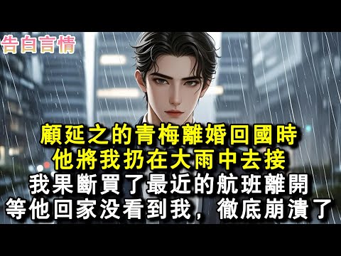 顧延之的青梅離婚回國時，他將我扔在大雨中去接。我果斷買了最近的航班離開。等他回家沒看到我，徹底崩潰了。#小說 #愛情 #故事