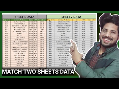 Match Two Excel Workbook | Match Data in Two Excel Sheets | Match Data in Excel