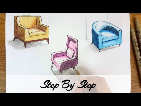 How to Draw Chairs in Two point perspective | Step By Step