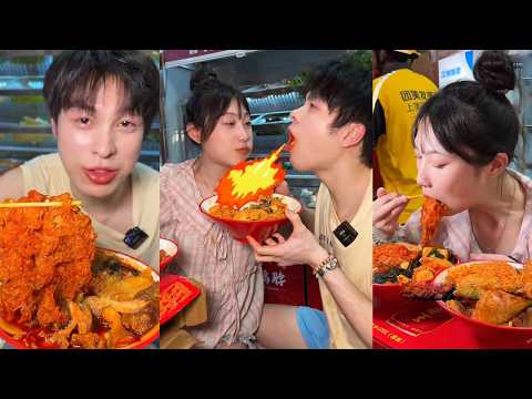 Afeng is taking part in the half-full challenge eating the super spicy Cao's food as self-service