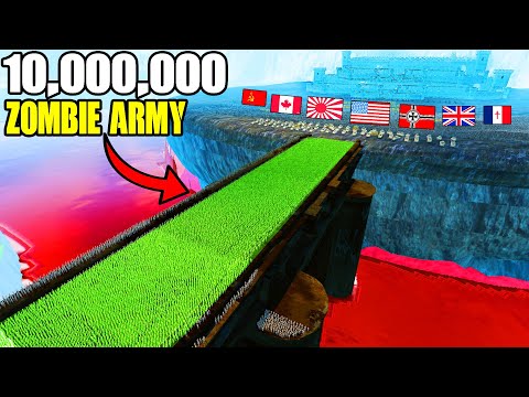 Can Every WW2 ARMY Hold Island BRIDGE FORTRESS vs 10,000,000 Zombie Army?! - UEBS 2