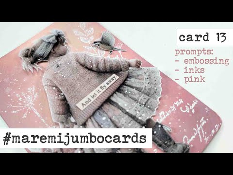 💔🩷 And let it fly away... #maremijumbocards - card (13) - prompts: Pink + Inking + Embossing