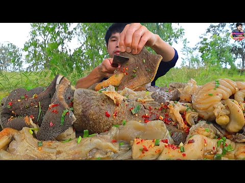 ต้มเครื่องในคันแทมาจิ้มแจ่วแกล้มผักสดแซ่บคักขนาดครับพี่น้องASMR MUKBANG EATING SHOW#โก้อีสานพาแดก 