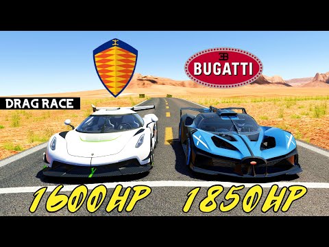 1850HP BUGATTI BOLIDE VS 1600HP KOENIGSEGG JESKO DRAG RACE | Assetto Corsa