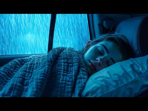 Fall Asleep Faster Tonight with Rain Rushing & Heavy Wind on The Car in the Misty Night