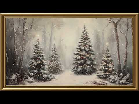 Vintage Christmas Greeting Card Painting | ❄️🎄☃️ Peaceful Piano & Classic Holiday Music for Focus