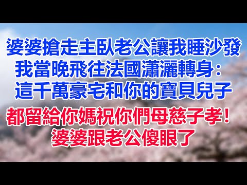 婆婆搶走主臥老公讓我睡沙發，我當晚飛往法國瀟灑轉身：這千萬豪宅和你的寶貝兒子，都留給你媽，祝你們母慈子孝！婆婆跟老公傻眼了