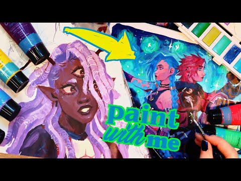 Painting over my sketches 🌠 (Ocs, Spiderman & Arcane) 🍄 Paint with me