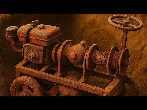 Restoration a Serious Damage 3-Wheel Construction Winch // Restore Heavily Rusted Construction Crane