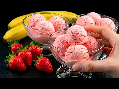 Mix Strawberry and Banana! The best French ice cream in 10 minutes! A no-bake dessert!