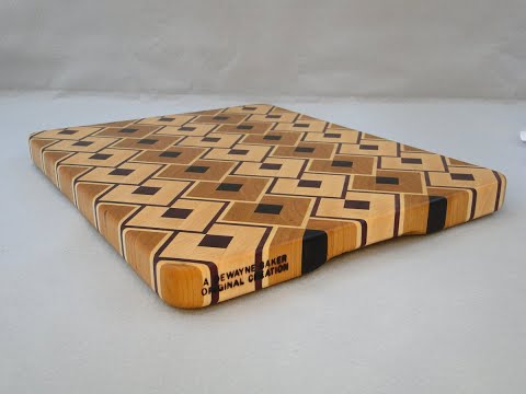 Stacked diamond pattern end grain cutting board