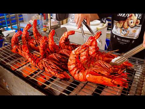 Grilled Tiger Prawns the Size of Your Forearm, a Street Food Dish | Asian Food