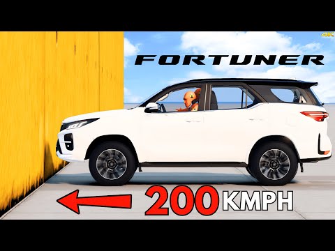 Toyota Fortuner vs Wall at 200 KM/H - Ultimate Durability & Crash Test