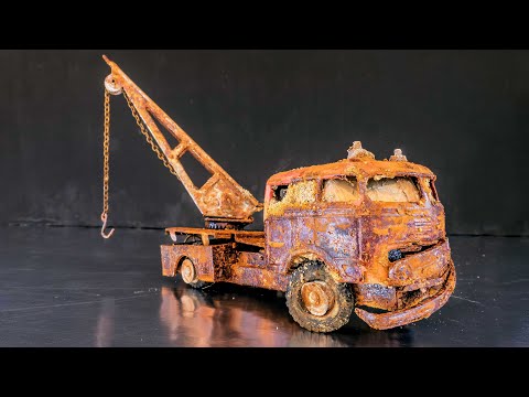 Restoration Abandoned Rusty Mercedes crane truck model