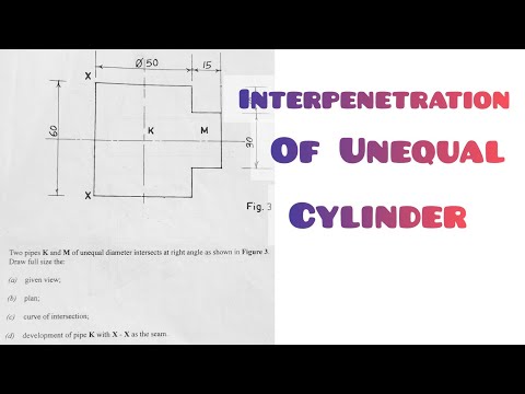 INTERSECTION OF UNEQUAL CYLINDER IN | TECHNICAL DRAWING | ENGINEERING DRAWING