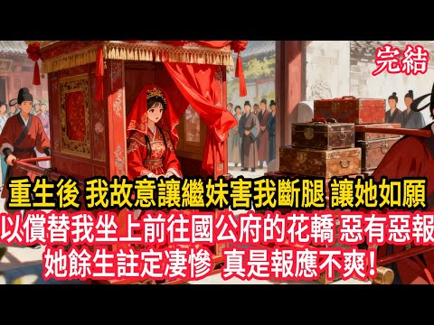 重生後，我故意讓繼妹害我斷腿、讓她如願以償替我坐上前往國公府的花轎。惡有惡報，她餘生註定凄慘。真是報應不爽！#一口氣看完  #小說  #小說推薦 #古風小說 #小說推文 #爽文推薦