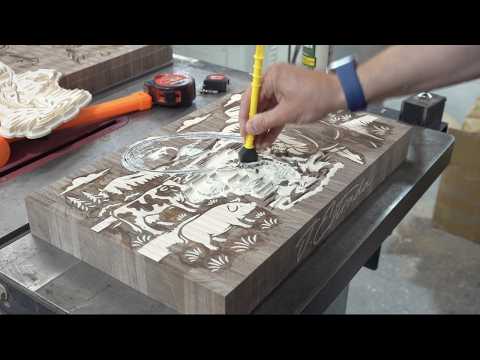 Farm & Fish cutting board. CNC inlay. BroinwooD