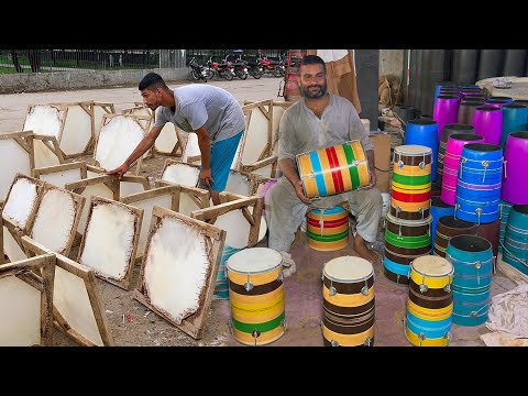 Amazing Process Of Manufacturing Traditional Wooden Dholak | Handmade Wooden Dholak Craftsmanship
