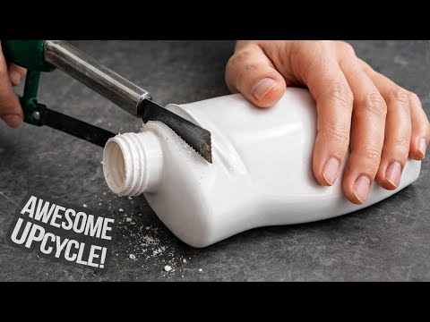 I sawed off the neck of a dish soap bottle, and this is what I got! Amazing recycling!
