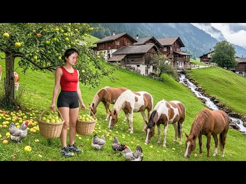 Farmers Harvesting Fruits, Horses and Caring for Livestock – A Day in the Beautiful Countryside
