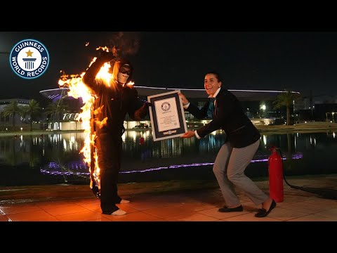 Wakeboarding While Lit on FIRE | Guinness World Records