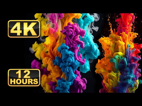 4K Abstract Liquids! V - 8! 12 Hours Screensaver for Meditation. Paint in Water