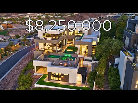 Inside a $8,250,000 LA Inspired Las Vegas Mansion on a Cliff with 2 Pools and a Subterranean Casita!
