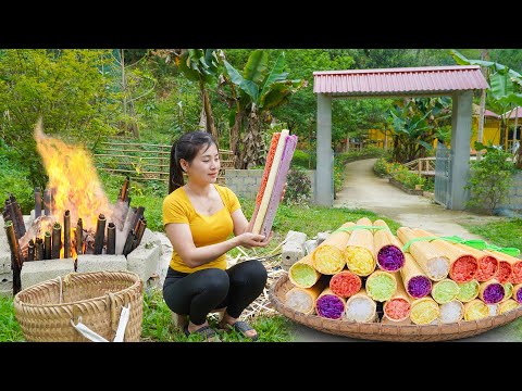 How To Cook Multi-Colored Sticky Rice In Bamboo Tubes And Take To The Market Sell | My Bushcraft