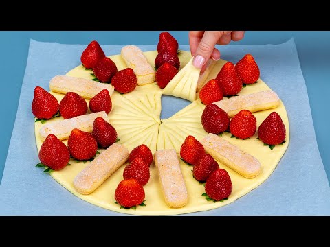 Dessert in 5 minutes! Just puff pastry and strawberries