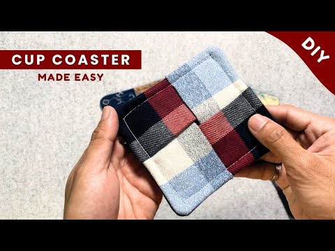 Folded Fabric Coasters | How to make square cup coasters | fabric scraps ideas