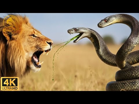 كالهاري القاسية: هل يستطيع الأسد النجاة من أخطر أفعى سامة في إفريقيا؟ | وثائقي حيوانات