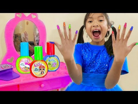 Wendy Pretend Play Painting Nails w/ LOL Surprise Nail Beauty Salon Makeup Toys