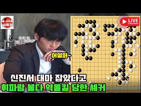[신진서 대마 잡았다가 휘파람 불다 역올킬 당한 셰커] #한중슈퍼매치 #신진서 vs #셰커 #김성룡바둑랩 #바둑