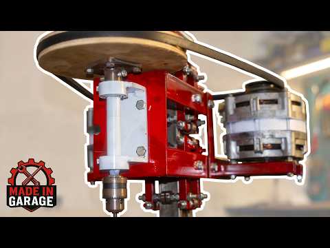 Drilling machine with THREE motors and electric feed, a new life for an old motor