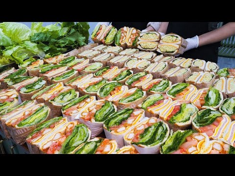 Wow Korea food! Egg-mayo, Ham Cheese Egg, Chicken tender Sandwich 다산 아삭샌드